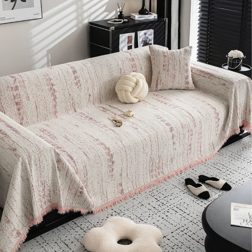Elegant Sofa Cover Cream Colored Stretchable