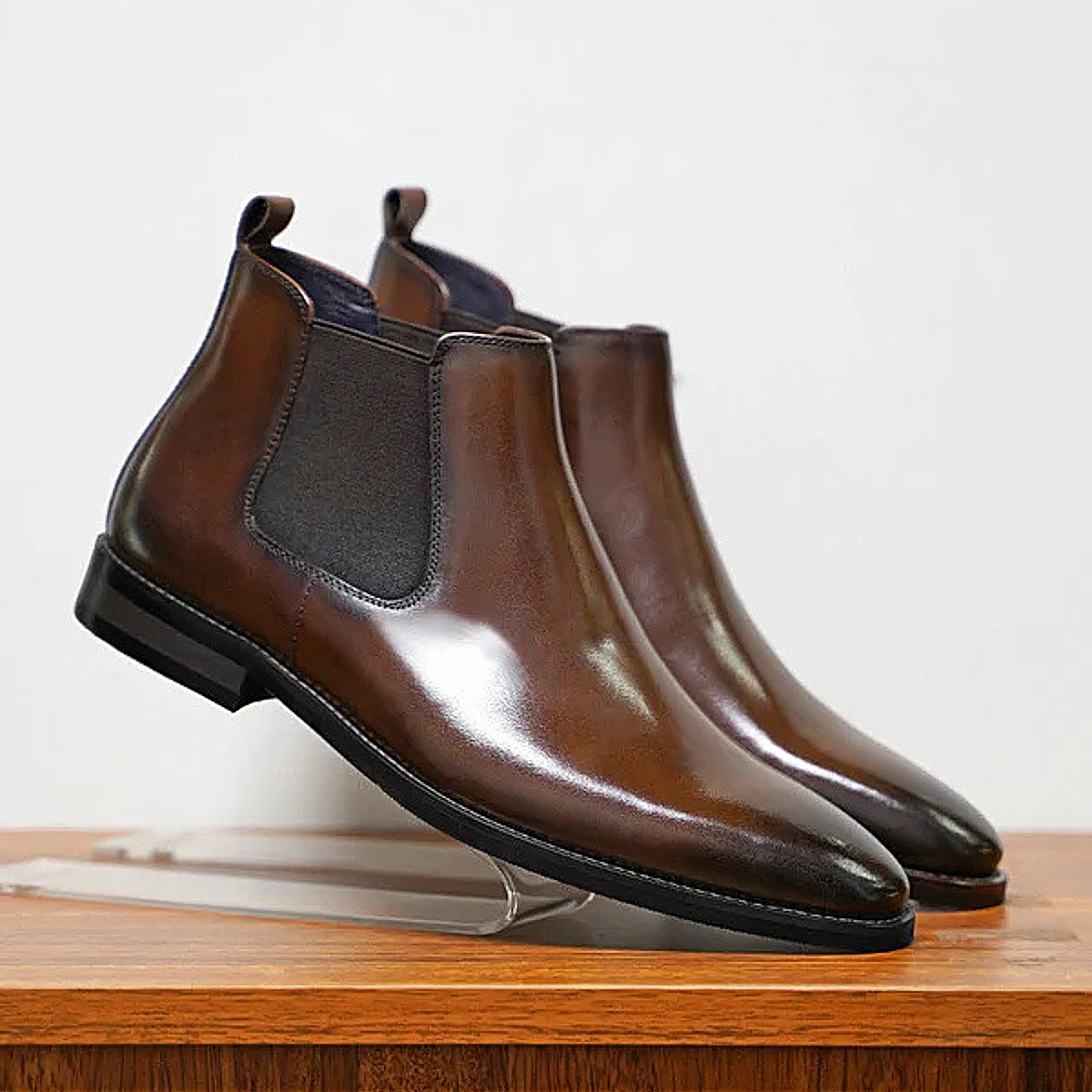 Hawthorne Men's Leather Ankle Boots Slip On Black