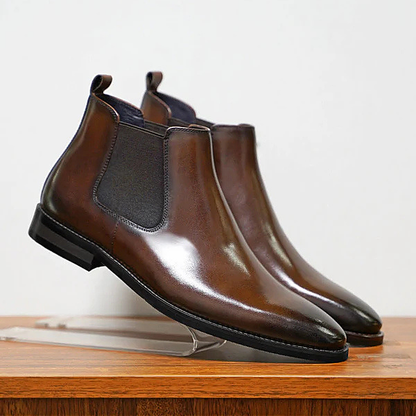 Hawthorne Men's Leather Ankle Boots Slip On Black