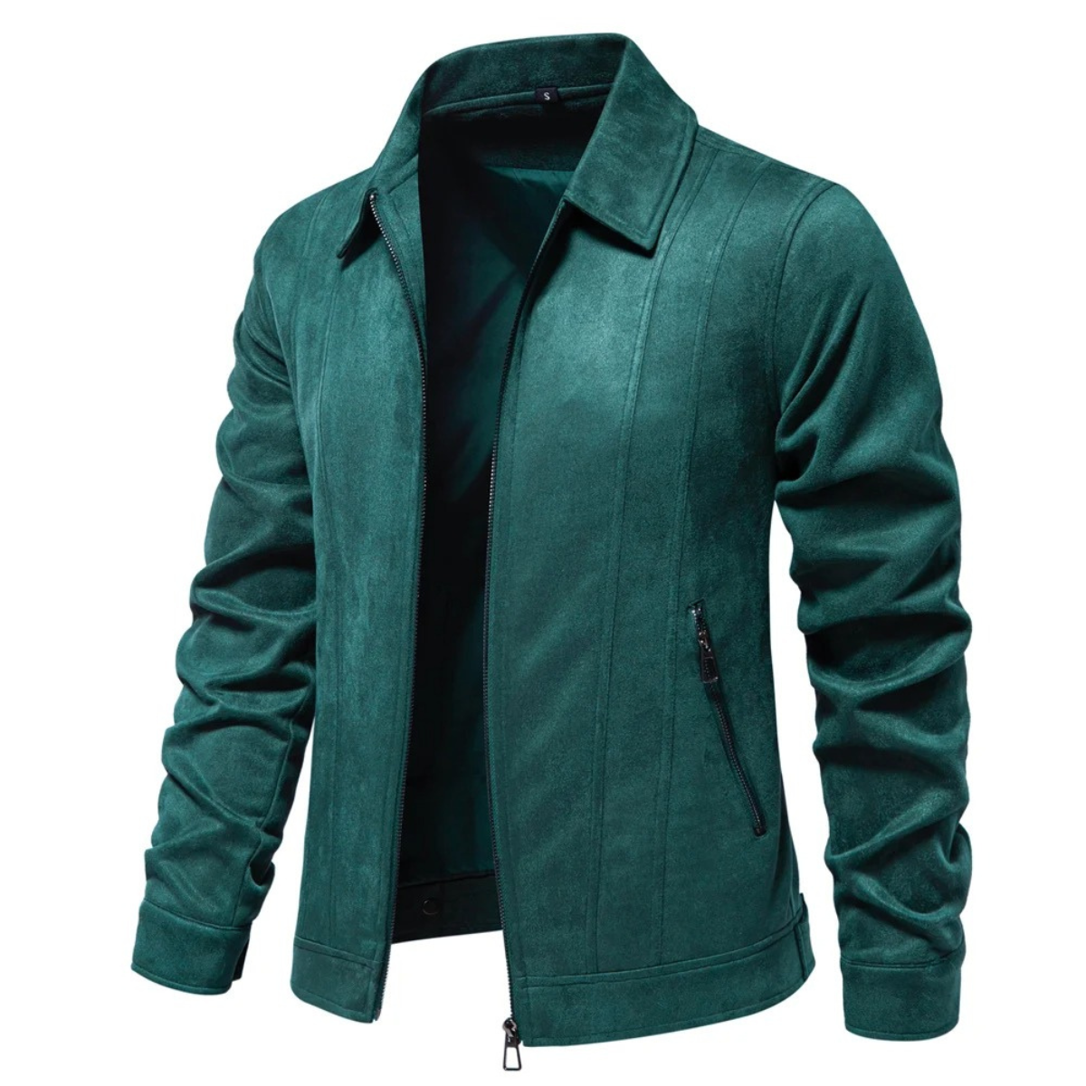 Men's Suede Leather Trucker Jacket Zip Up