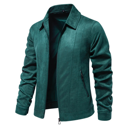 Men's Suede Leather Trucker Jacket Zip Up