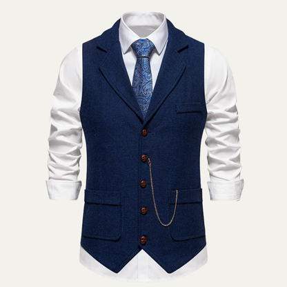Men's Tweed Waistcoat Chain Vest