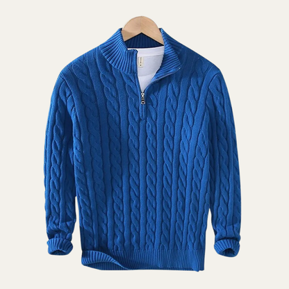 Men's Cotton Cable Knit Half Zip Sweater