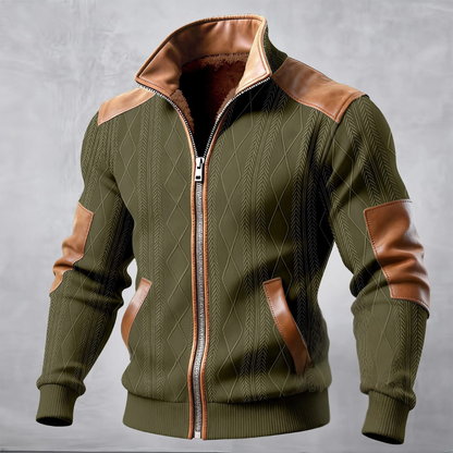 Men's Cable Knit Sweater Jacket Fleece Lined Zip Up