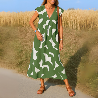 Women's Casual V Neck Knee Length Dress