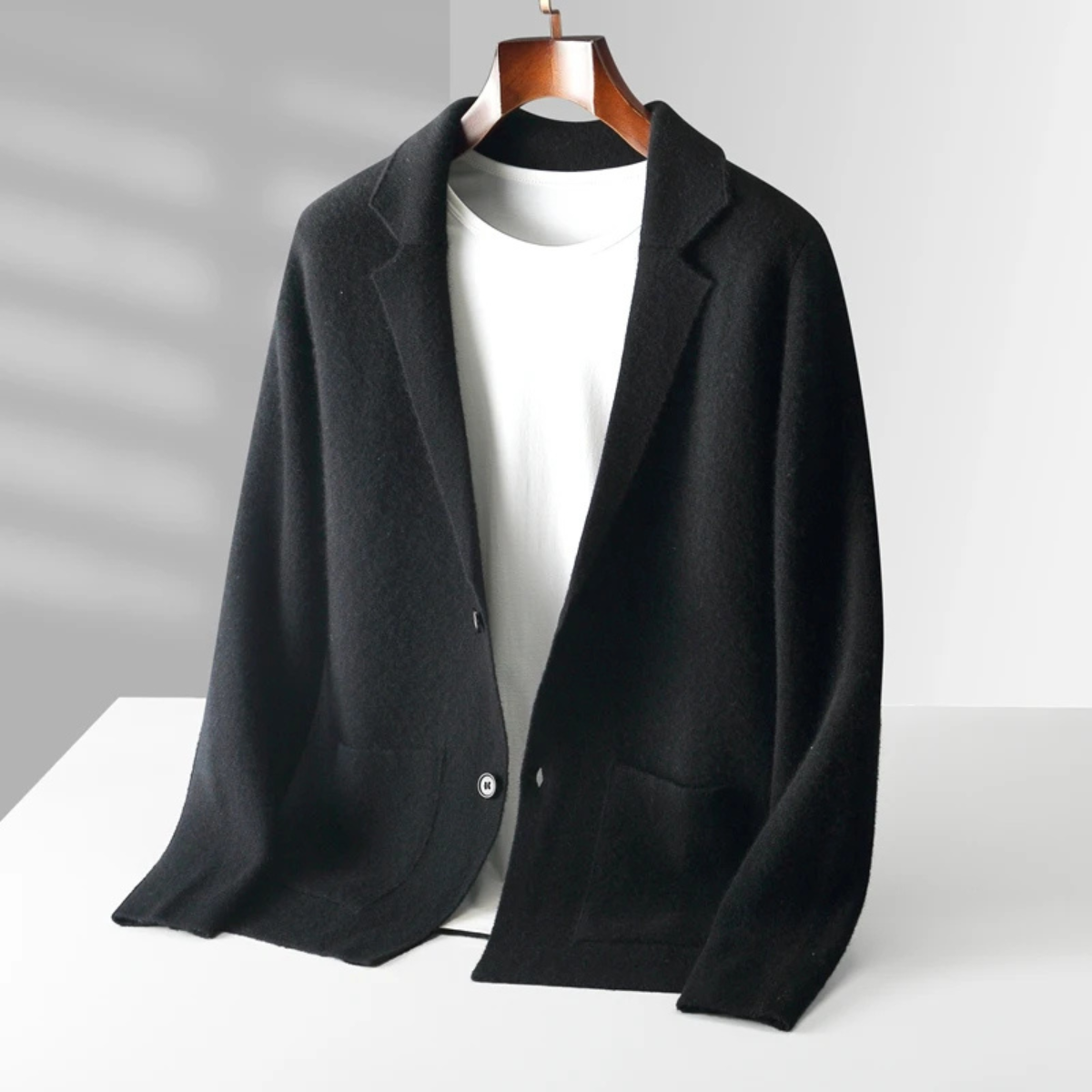 Men's Merino Wool Cardigan Soft Knit Grey