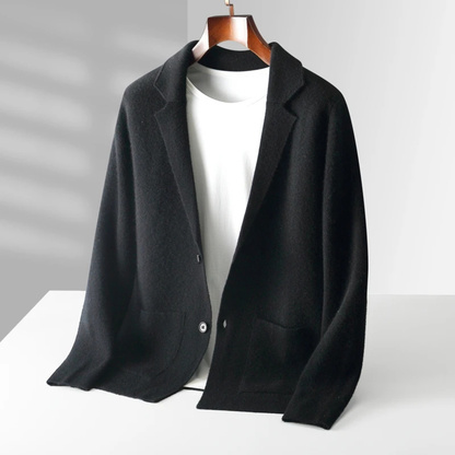 Men's Merino Wool Cardigan Soft Knit Grey
