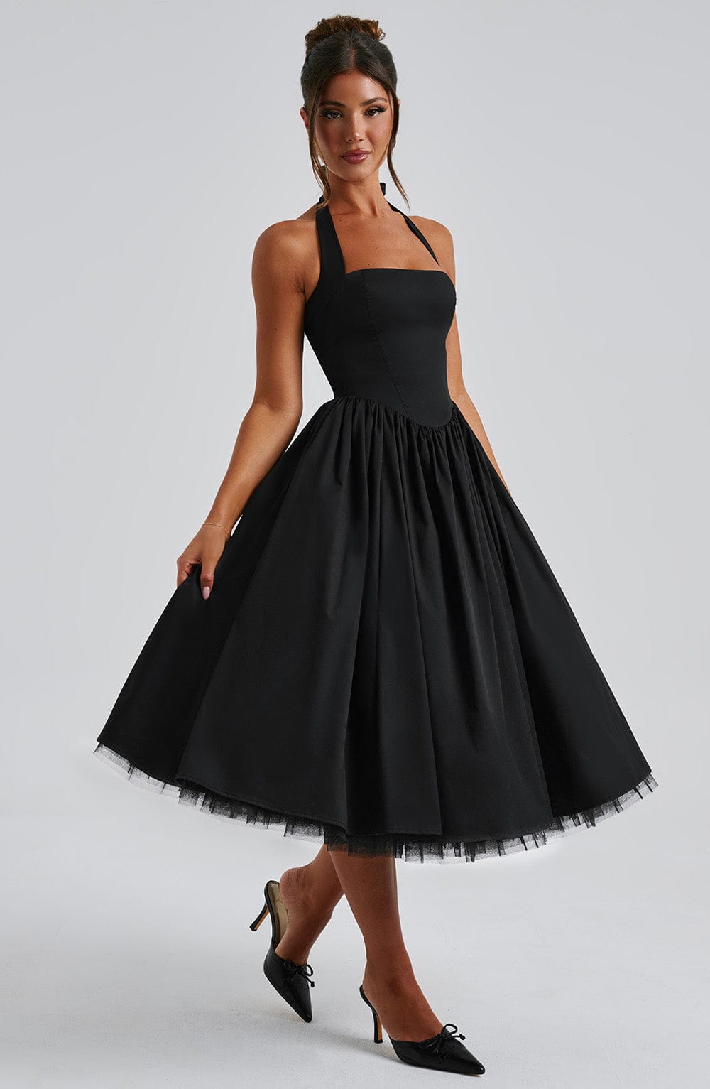 Women's Midi Dress Halter Neck Tulle Skirt