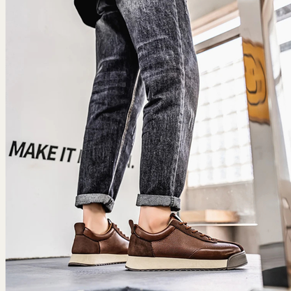 Men's Leather Casual Lace Up Shoes Brown