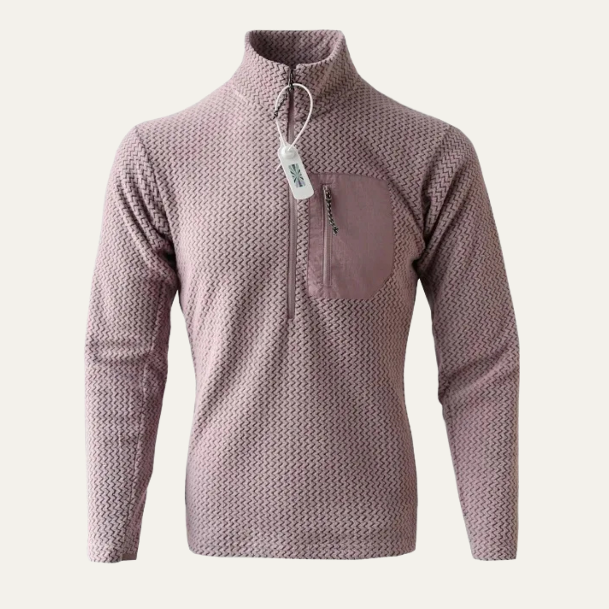 Men's Half Zip Sweater Chest Pocket Red
