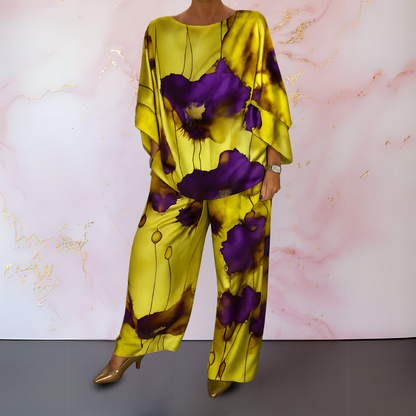 Women's Abstract Floral Print Two-Piece Set
