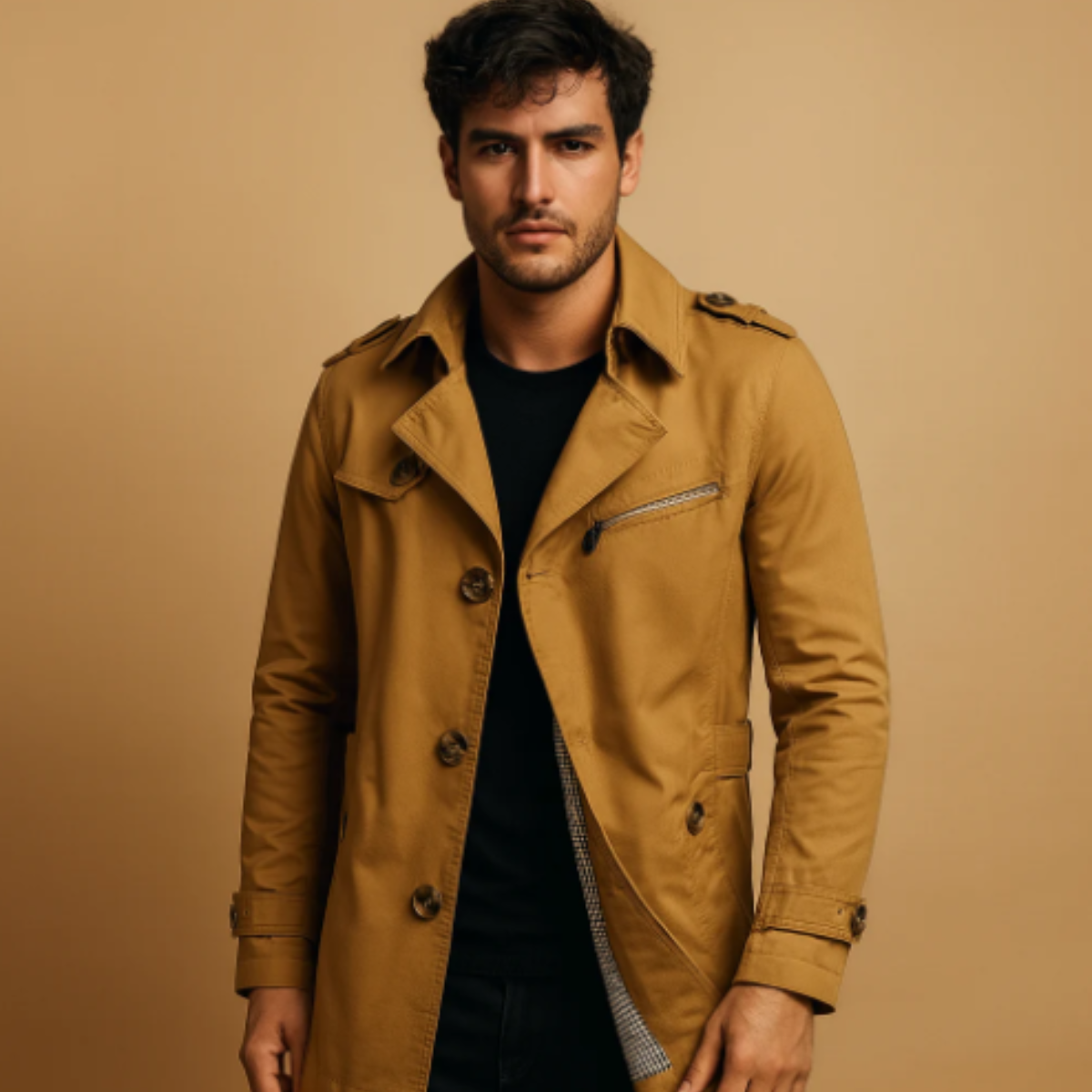 Merrick Men's Double Breasted Trench Coat