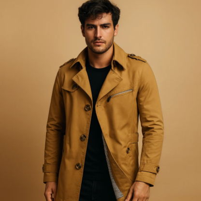 Merrick Men's Double Breasted Trench Coat