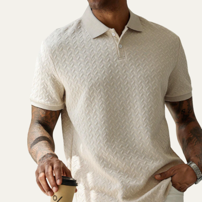 Men's Textured Polo Shirt Casual Summer