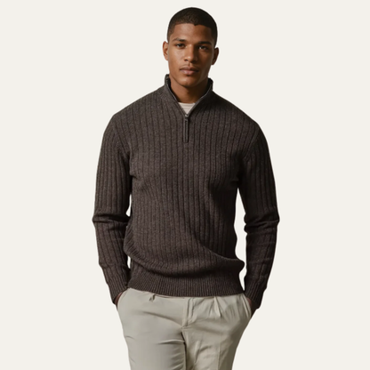 Men's Cotton Ribbed Half Zip Sweater