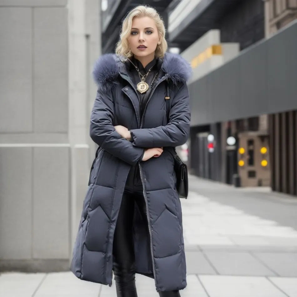 Women's Quilted Parka Coat with Hood