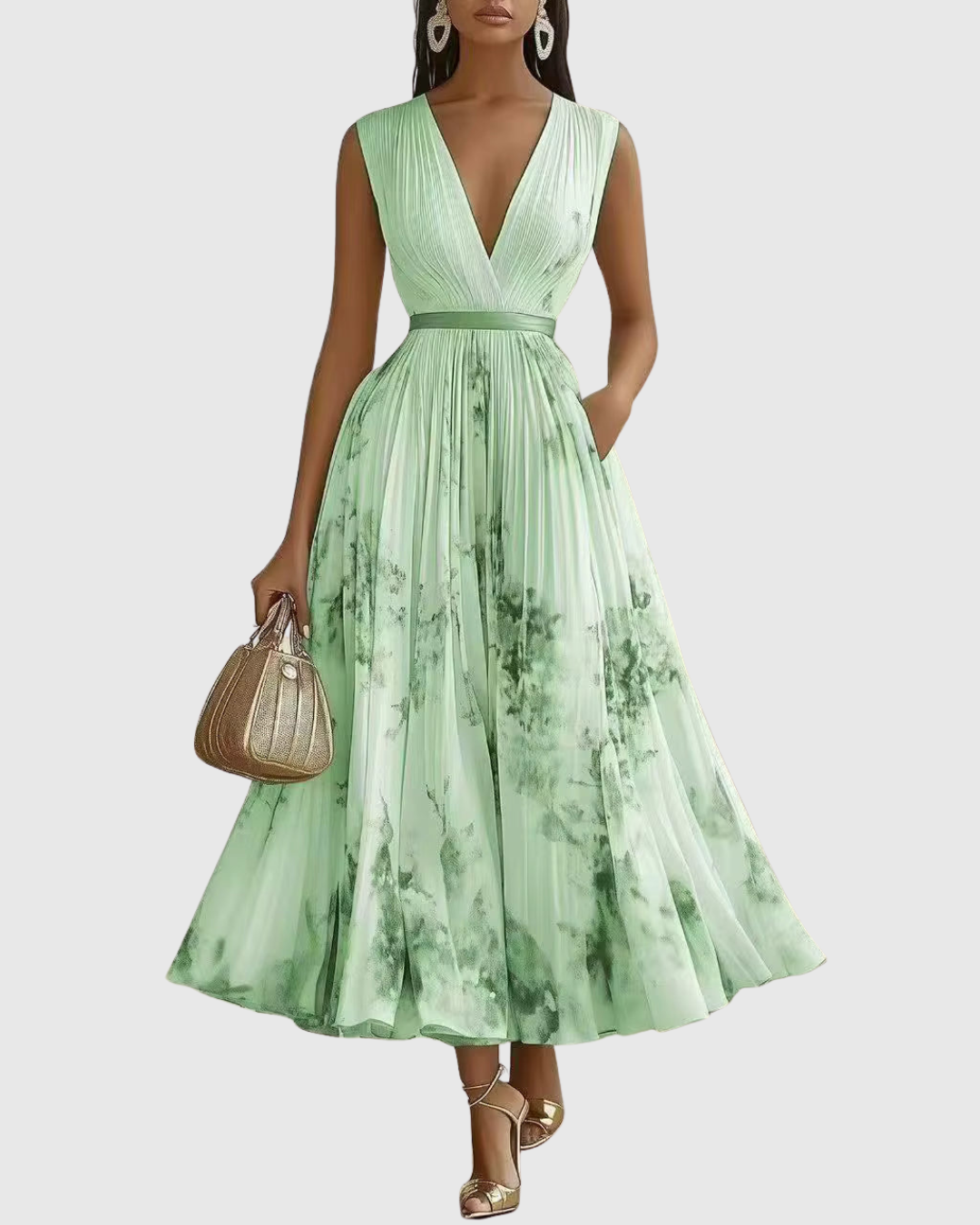 Women's Pleated Maxi Dress Elegant