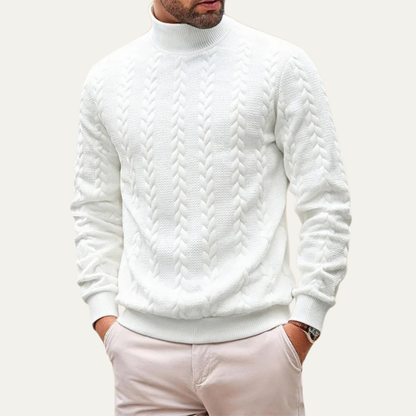 Men's Cable Knit Turtleneck Sweater Warm Ribbed