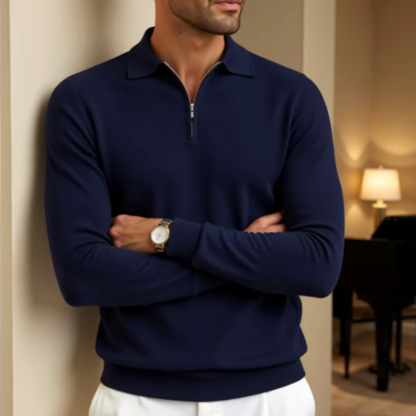 Men's Quarter Zip Polo Sweater Knit