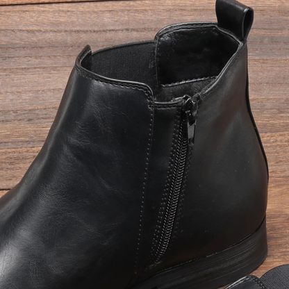 Men's Chelsea Leather Ankle Boots Elastic Sides Brown