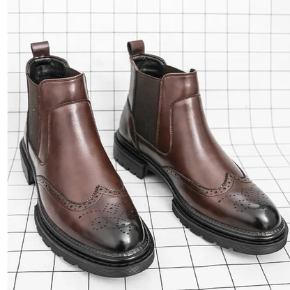 Men's Retro Chelsea Boots Anti-Slip Leather Black