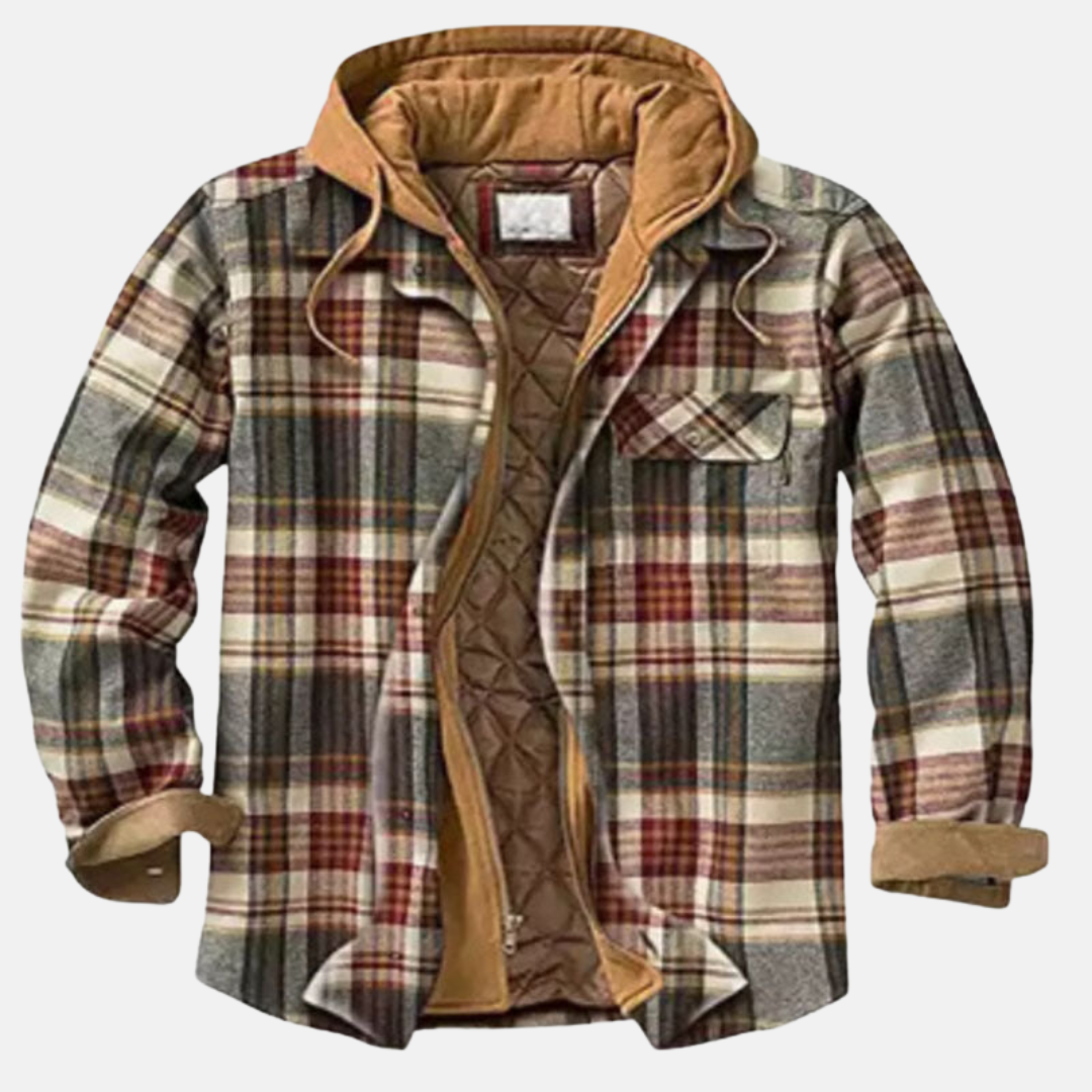 Men's Plaid Hooded Jacket Shirt