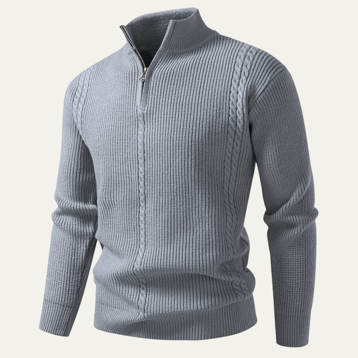 Men's Half Zip Knit Sweater Stand Collar Ashbury