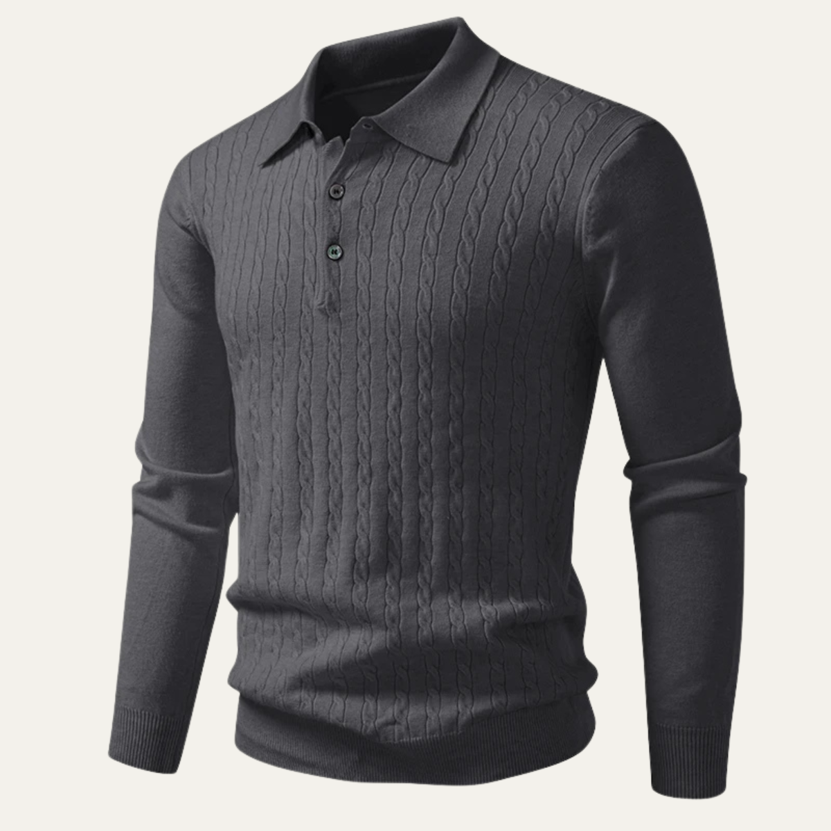 Men's Cotton Polo Sweater Soft Knit Casual Beige