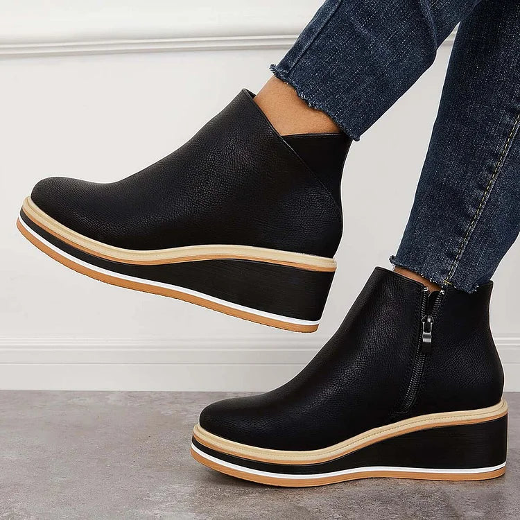 Women's Side Zip Wedge Boots