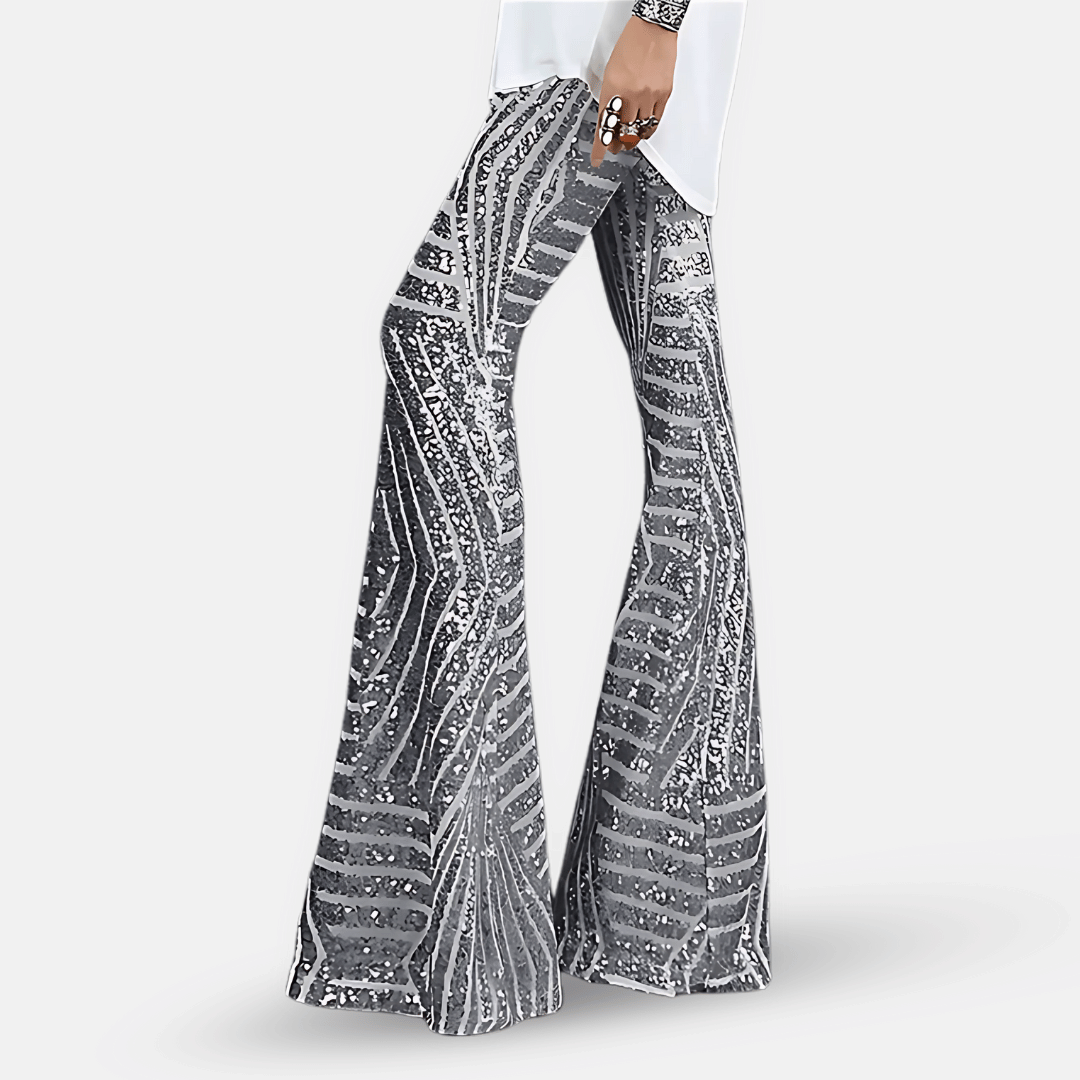 Women's High Waist Flare Pants Sequin