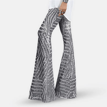 Women's High Waist Flare Pants Sequin