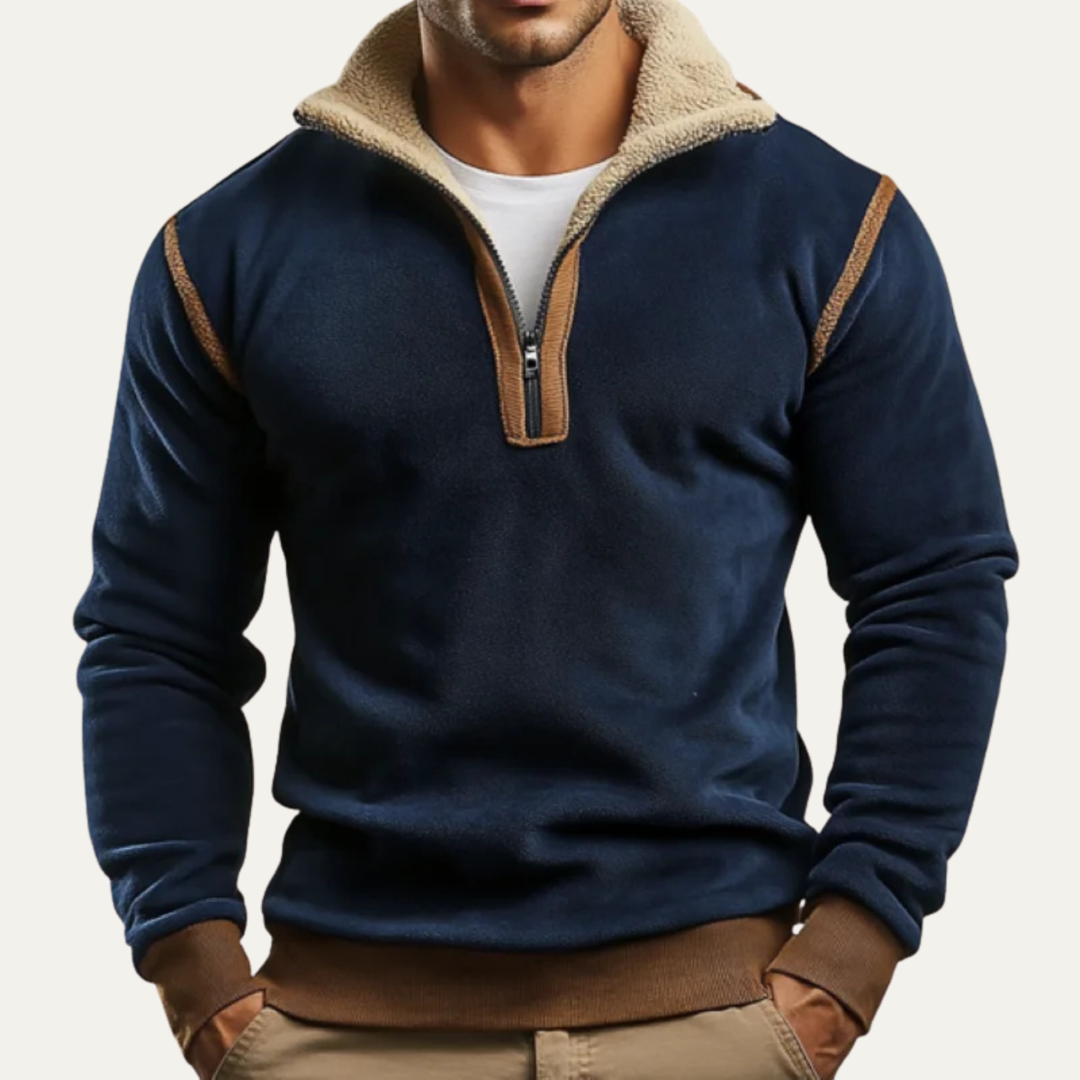 Men's Vintage Sherpa Lined Quarter Zip Sweater