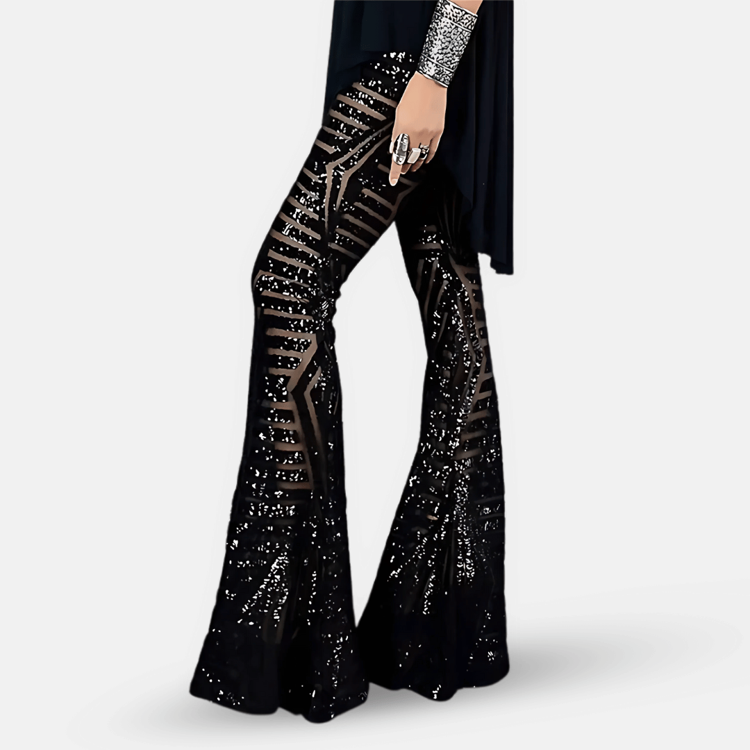 Women's High Waist Flare Pants Sequin