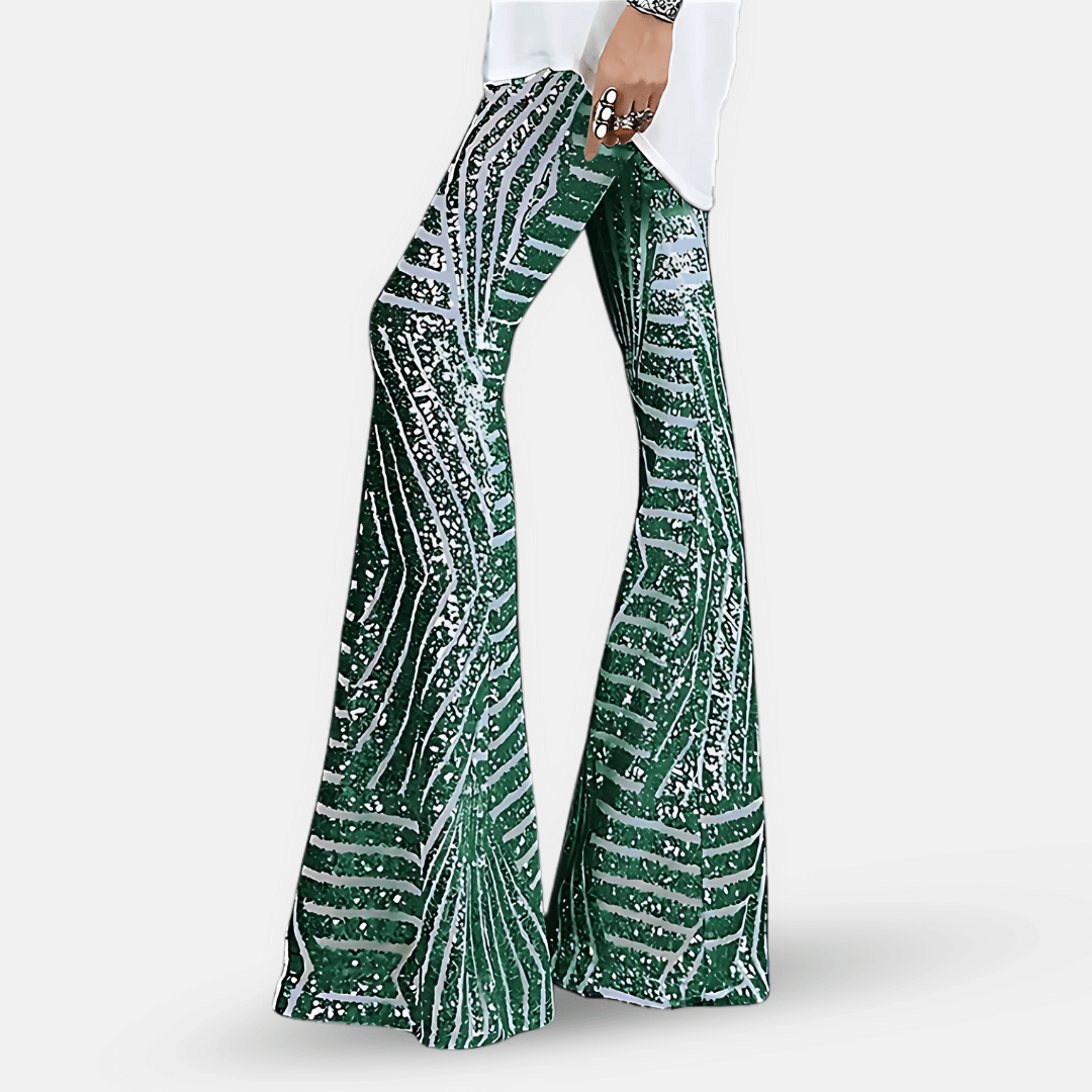 Women's High Waist Flare Pants Sequin