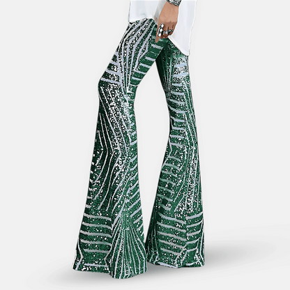 Women's High Waist Flare Pants Sequin