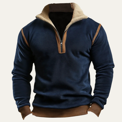 Men's Vintage Sherpa Lined Quarter Zip Sweater