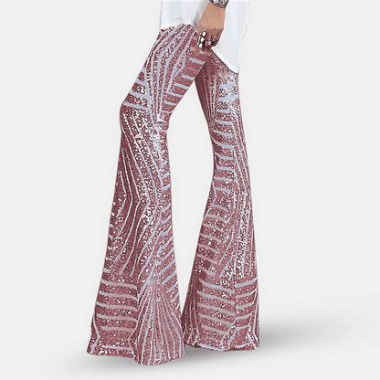 Women's High Waist Flare Pants Sequin