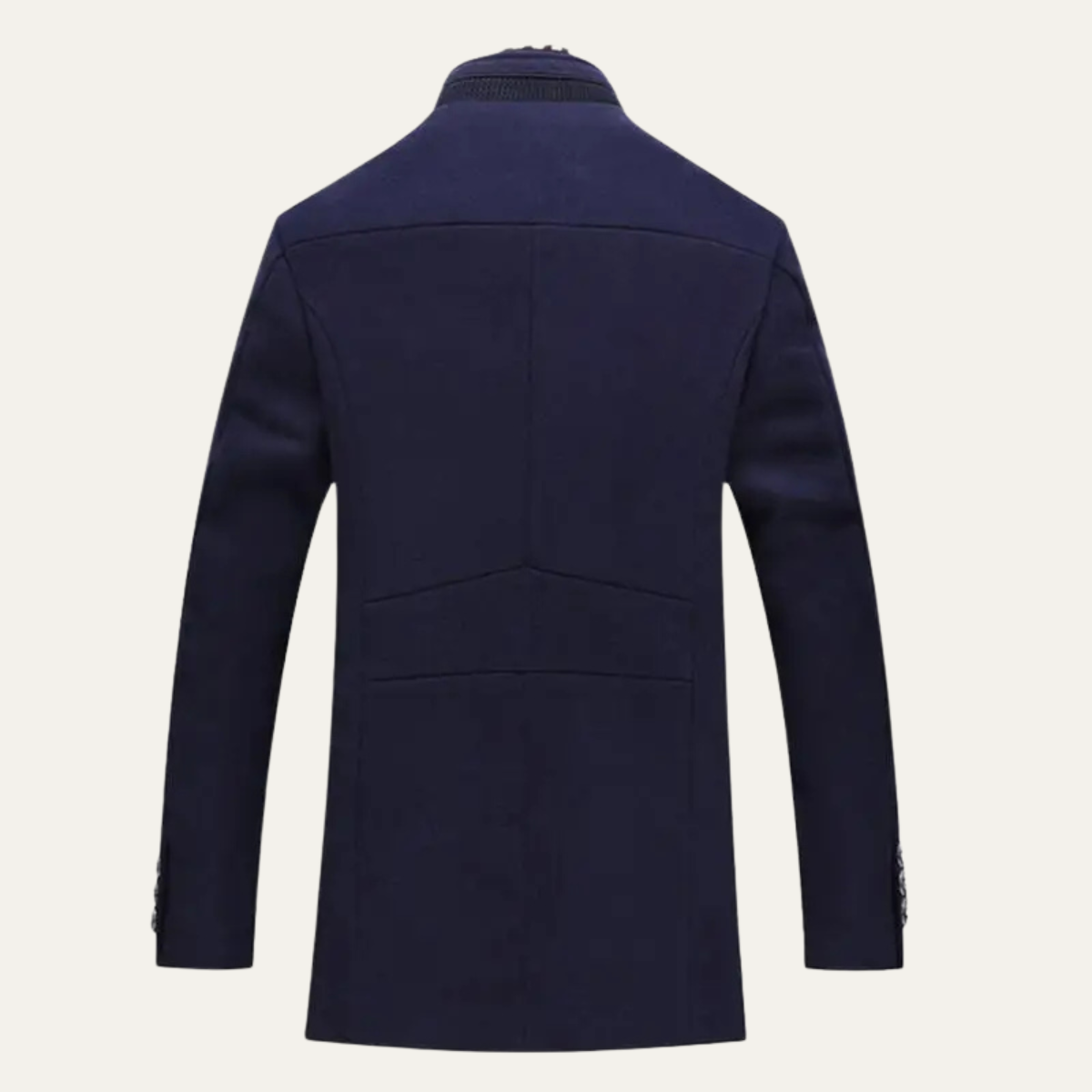 Men's Wool Trench Coat Stand Collar Tan