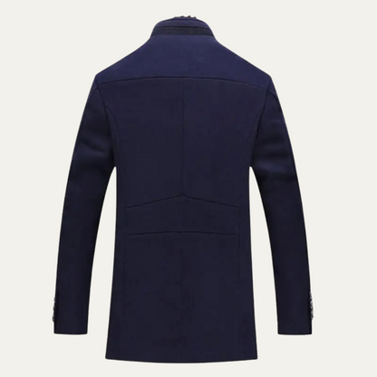 Men's Wool Trench Coat Stand Collar Tan