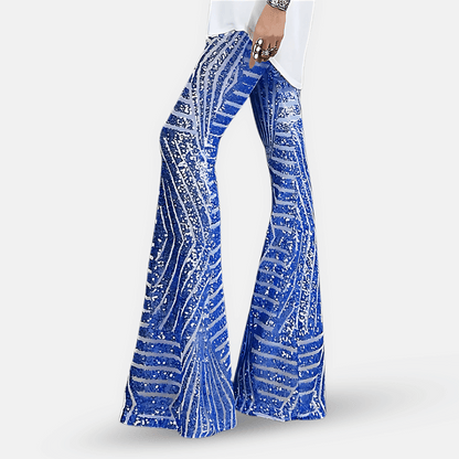 Women's High Waist Flare Pants Sequin