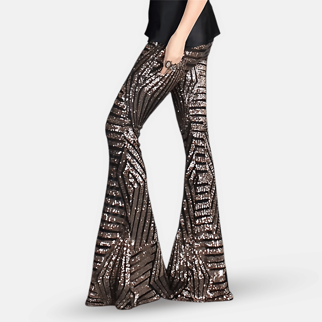 Women's High Waist Flare Pants Sequin