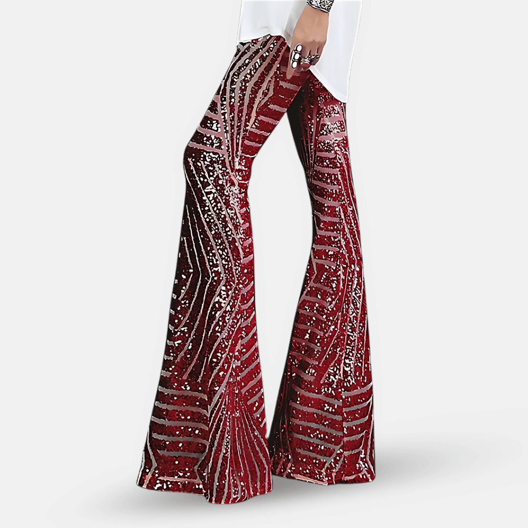 Women's High Waist Flare Pants Sequin