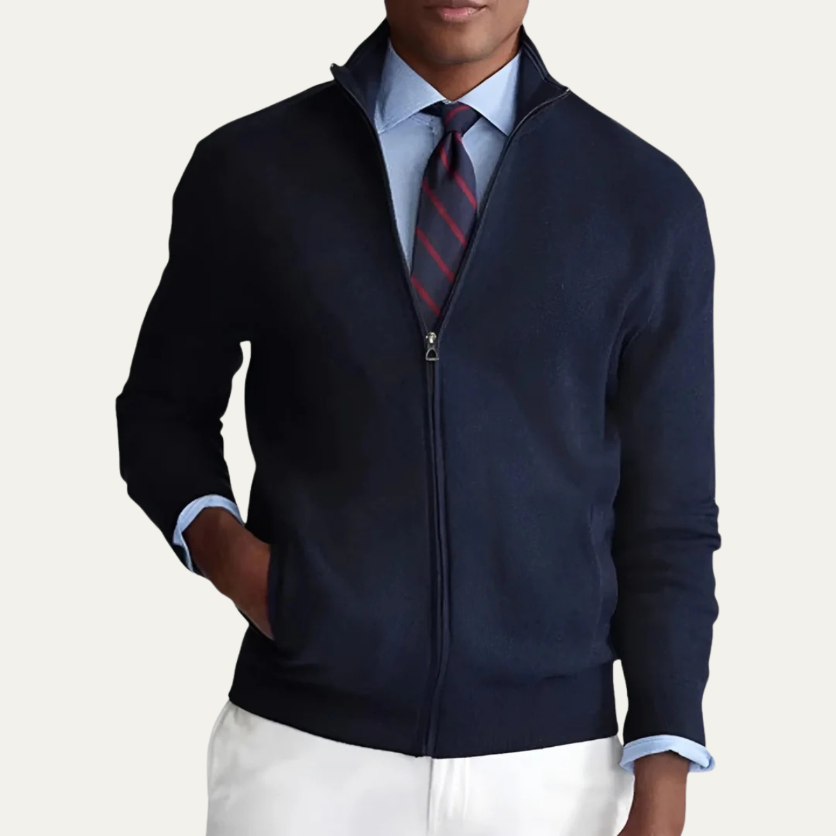 Men's Cotton Zip Cardigan Sweater