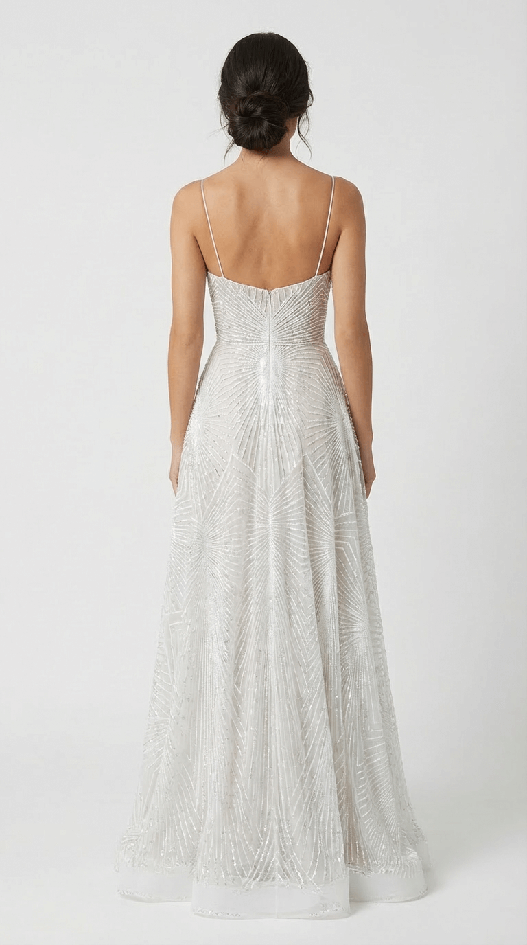 Women's White Sequin Maxi Evening Dress