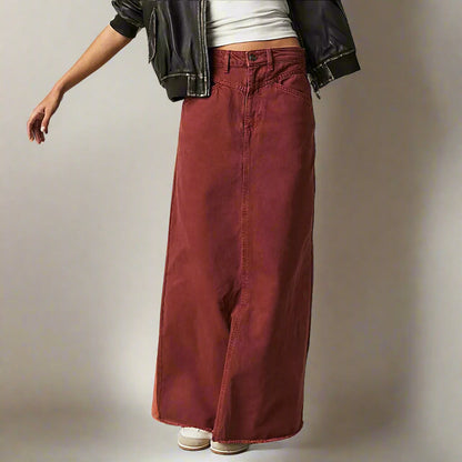 Women's High Waist Straight Denim Skirt