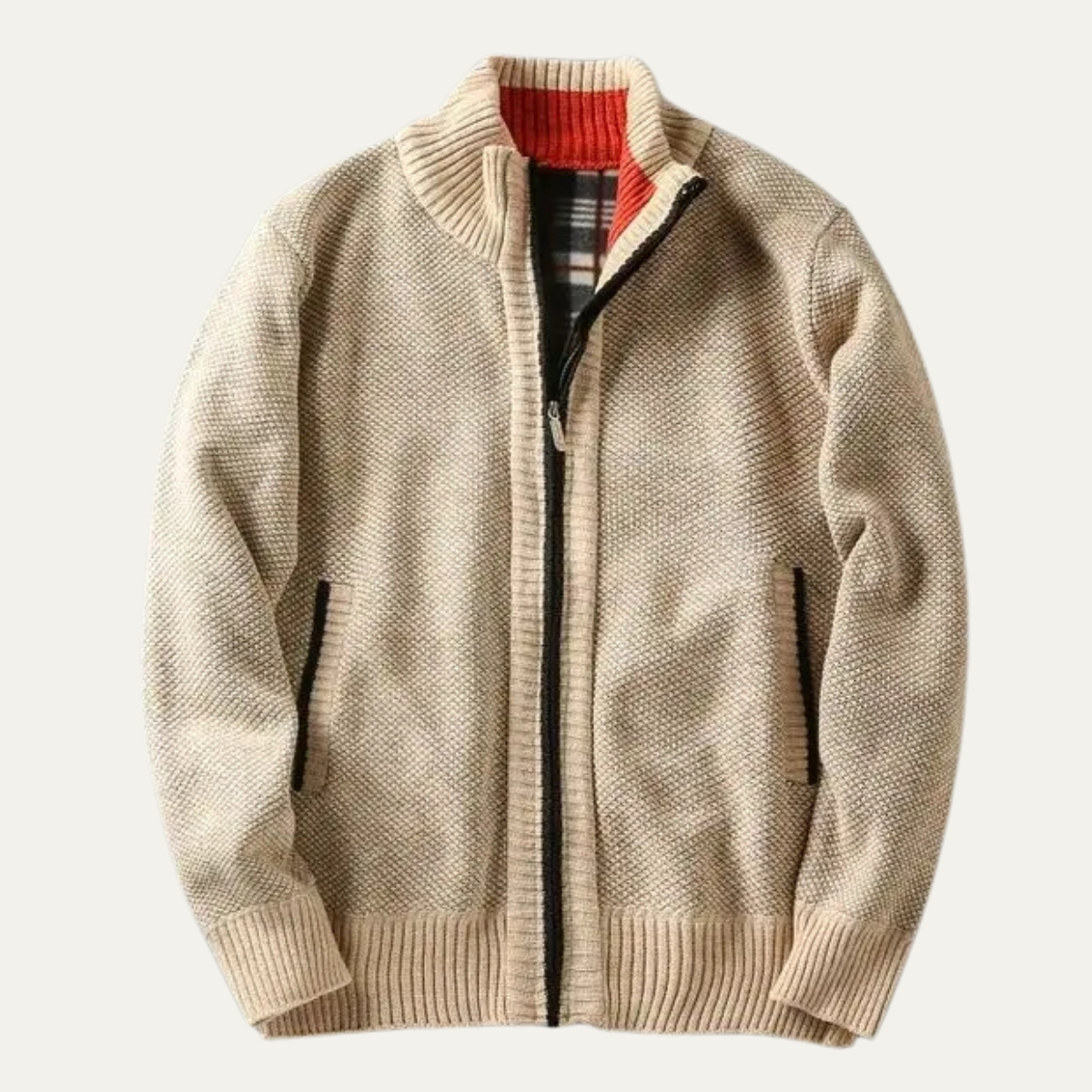 Men's Chunky Knit Zip Jacket - VibreMode