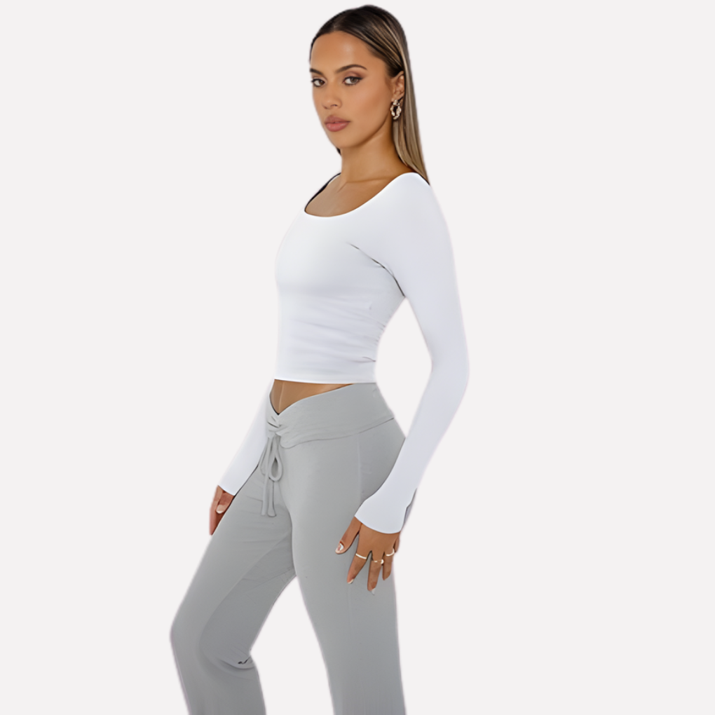 Women's Long Sleeve Crop Square Neck - VibreMode