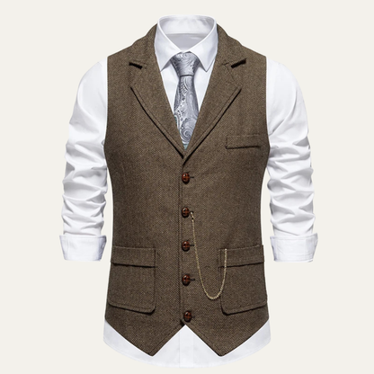 Men's Tweed Waistcoat Chain Vest