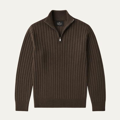 Men's Cotton Ribbed Half Zip Sweater - VibreMode