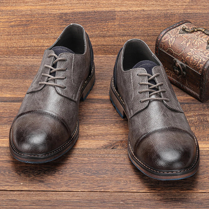 Men's Leather Oxford Shoes Lace Up Brown